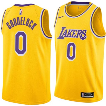 Gold Andrew Goudelock Twill Basketball Jersey -Lakers #0 Goudelock Twill Jerseys, FREE SHIPPING