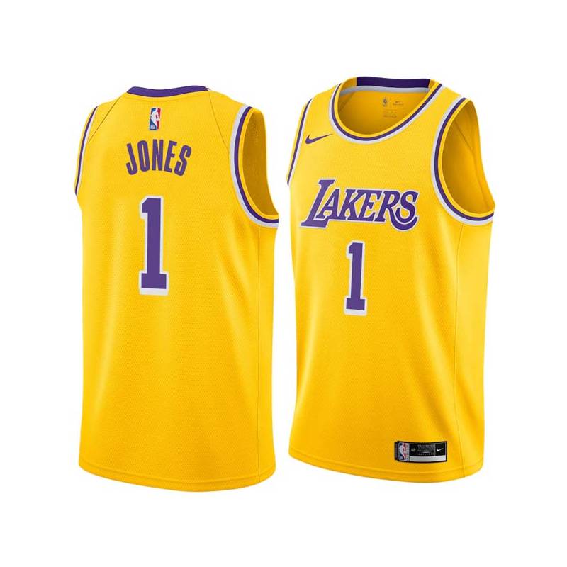 Gold Earl Jones Twill Basketball Jersey -Lakers #1 Jones Twill Jerseys, FREE SHIPPING