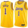 Gold Maurice Carter Twill Basketball Jersey -Lakers #1 Carter Twill Jerseys, FREE SHIPPING