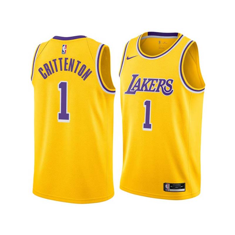 Gold Javaris Crittenton Twill Basketball Jersey -Lakers #1 Crittenton Twill Jerseys, FREE SHIPPING