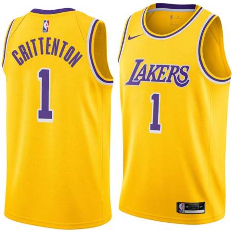 Gold Javaris Crittenton Twill Basketball Jersey -Lakers #1 Crittenton Twill Jerseys, FREE SHIPPING