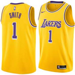 Gold Joe Smith Twill Basketball Jersey -Lakers #1 Smith Twill Jerseys, FREE SHIPPING