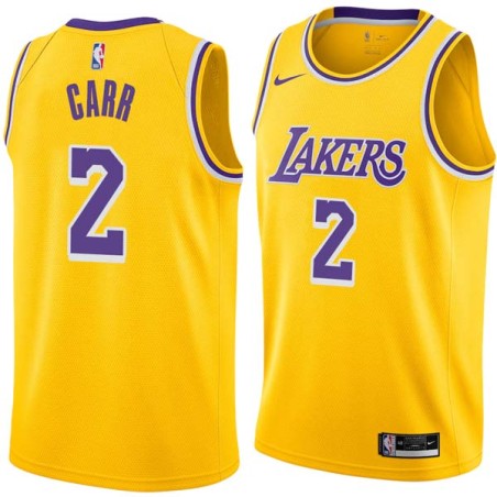 Gold Kenny Carr Twill Basketball Jersey -Lakers #2 Carr Twill Jerseys, FREE SHIPPING