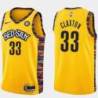Yellow Nic Claxton Nets #33 Twill Basketball Jersey