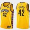 Yellow Lance Thomas Nets #42 Twill Basketball Jersey