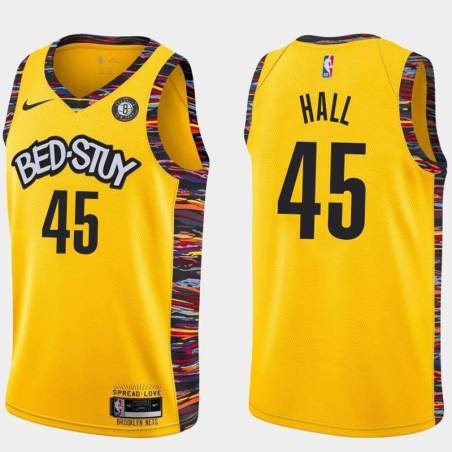 Yellow Donta Hall Nets #45 Twill Basketball Jersey