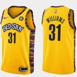 Yellow Alondes Williams Nets #31 Twill Basketball Jersey