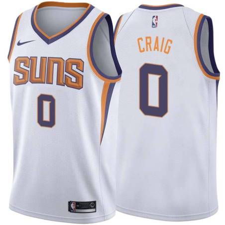White2 Suns #0 Torrey Craig Twill Basketball Jersey