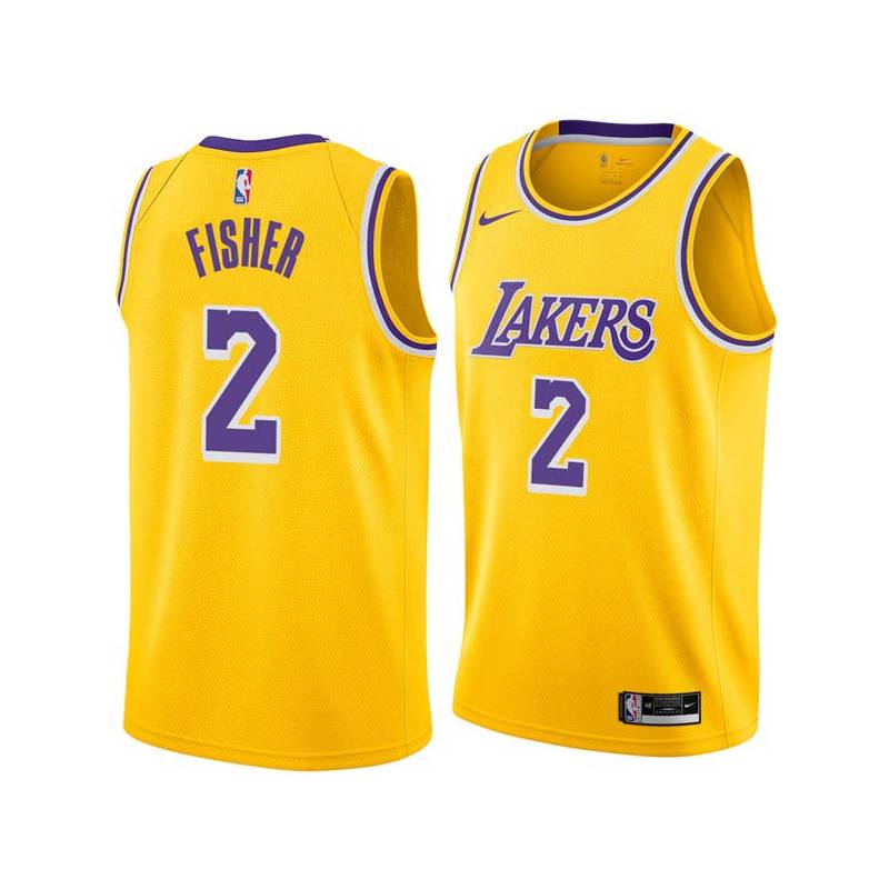 Gold Derek Fisher Twill Basketball Jersey -Lakers #2 Fisher Twill Jerseys, FREE SHIPPING