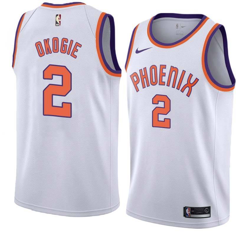 White Suns #2 Josh Okogie Twill Basketball Jersey