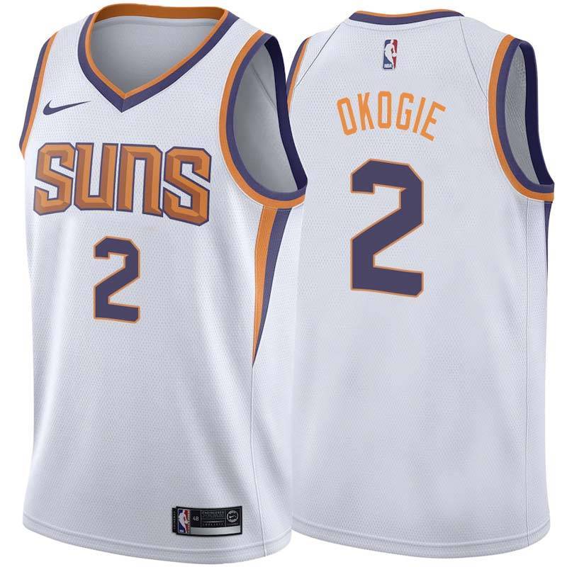 White2 Suns #2 Josh Okogie Twill Basketball Jersey