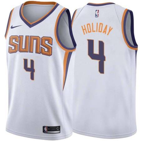 White2 Suns #4 Aaron Holiday Twill Basketball Jersey