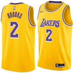 Gold MarShon Brooks Twill Basketball Jersey -Lakers #2 Brooks Twill Jerseys, FREE SHIPPING