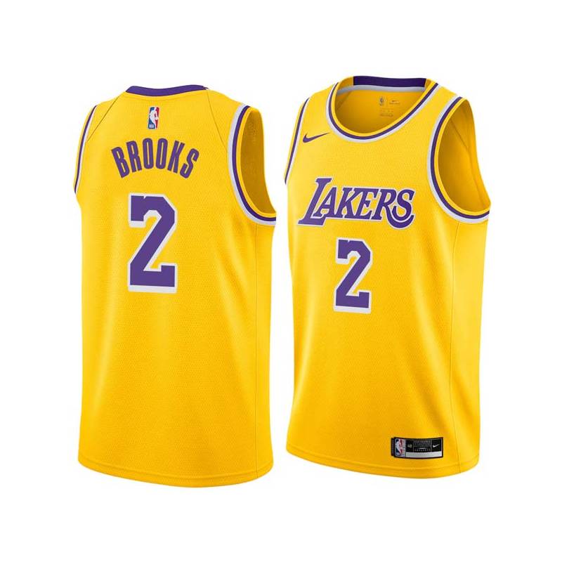 Gold MarShon Brooks Twill Basketball Jersey -Lakers #2 Brooks Twill Jerseys, FREE SHIPPING
