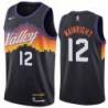 Black_City_The_Valley Suns #12 Ish Wainright Twill Basketball Jersey