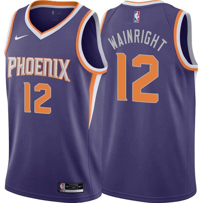 Purple Suns #12 Ish Wainright Twill Basketball Jersey