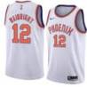 White Suns #12 Ish Wainright Twill Basketball Jersey