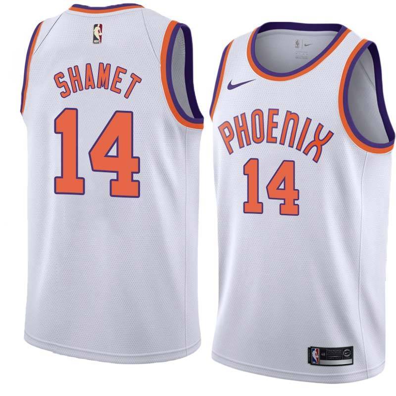 White Suns #14 Landry Shamet Twill Basketball Jersey