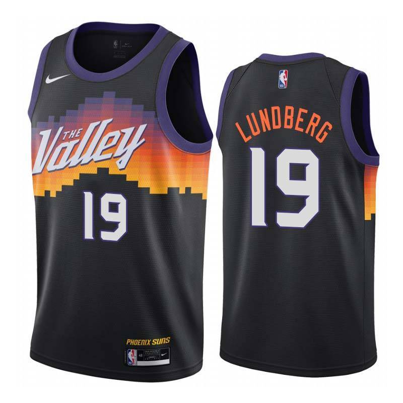 Black_City_The_Valley Suns #19 Gabriel Lundberg Twill Basketball Jersey