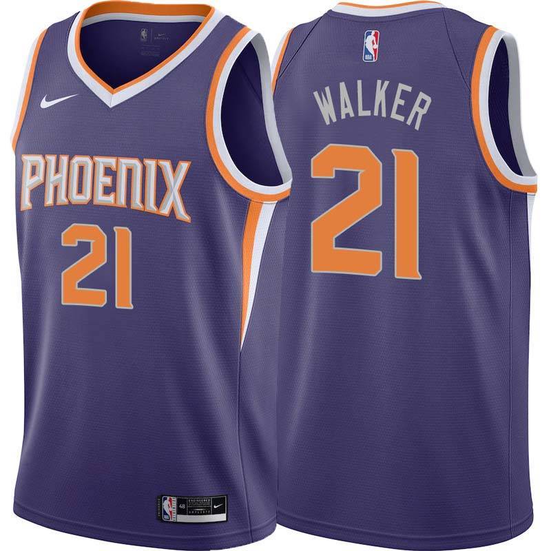 Purple Suns #21 M.J. Walker Twill Basketball Jersey