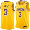 Gold Elmore Smith Twill Basketball Jersey -Lakers #3 Smith Twill Jerseys, FREE SHIPPING