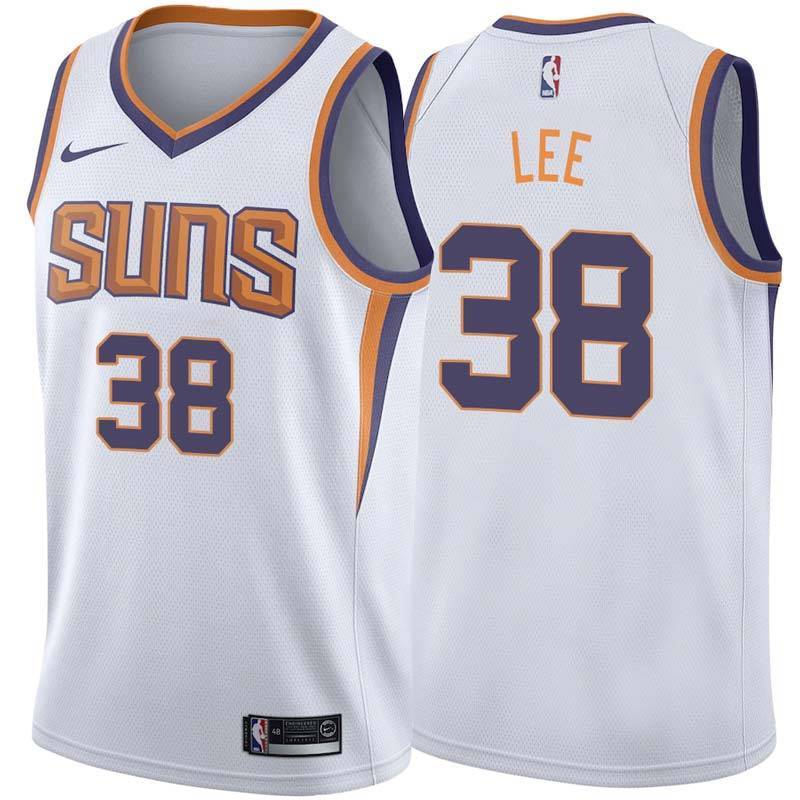 White2 Suns #38 Saben Lee Twill Basketball Jersey