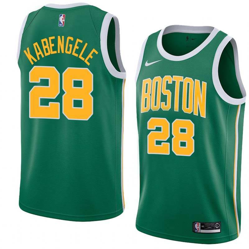  Green_Gold 2018-19 Earned Celtics #28 Mfiondu Kabengele Twill Basketball Jersey