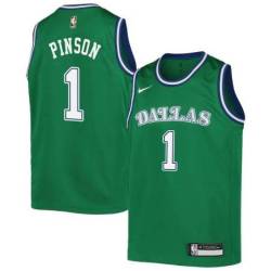 Green_Throwback Mavericks #1 Theo Pinson Twill Basketball Jersey
