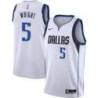White Mavericks #5 Moses Wright Twill Basketball Jersey