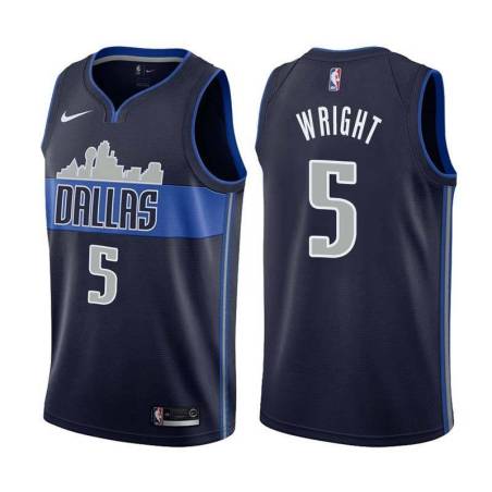 Navy2 Mavericks #5 Moses Wright Twill Basketball Jersey