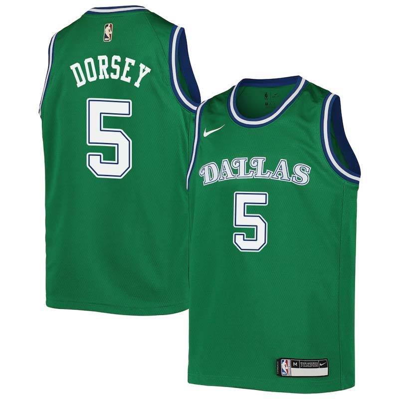 Green_Throwback Mavericks #5 Tyler Dorsey Twill Basketball Jersey