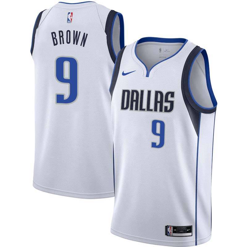 White Mavericks #9 Moses Brown Twill Basketball Jersey