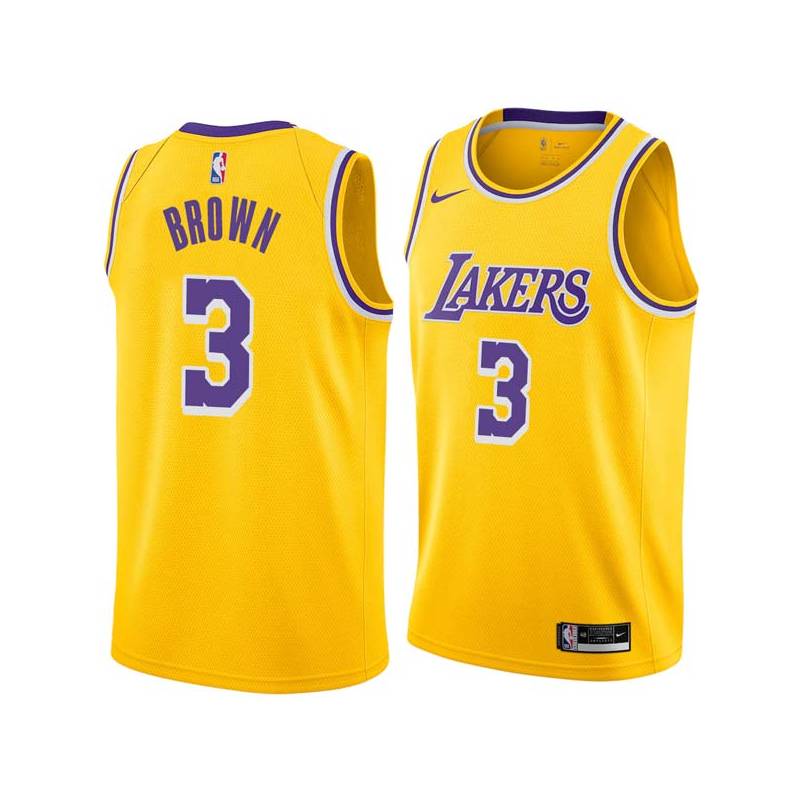 Gold Anthony Brown Twill Basketball Jersey -Lakers #3 Brown Twill Jerseys, FREE SHIPPING