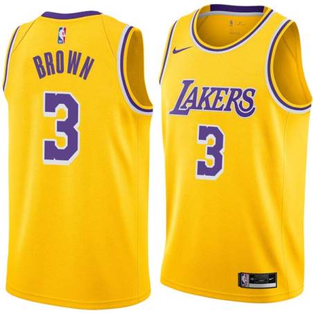 Gold Anthony Brown Twill Basketball Jersey -Lakers #3 Brown Twill Jerseys, FREE SHIPPING