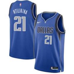 Blue Mavericks #21 Frank Ntilikina Twill Basketball Jersey