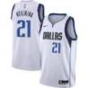 White Mavericks #21 Frank Ntilikina Twill Basketball Jersey