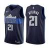 Navy2 Mavericks #21 Frank Ntilikina Twill Basketball Jersey