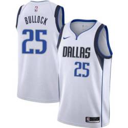 White Mavericks #25 Reggie Bullock Twill Basketball Jersey