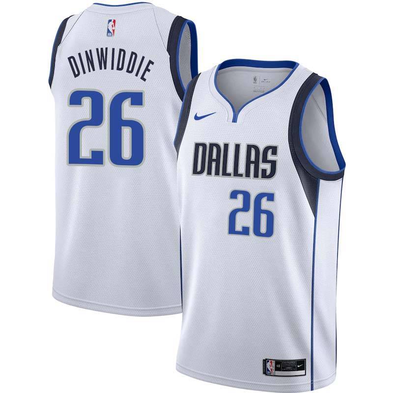 White Mavericks #26 Spencer Dinwiddie Twill Basketball Jersey