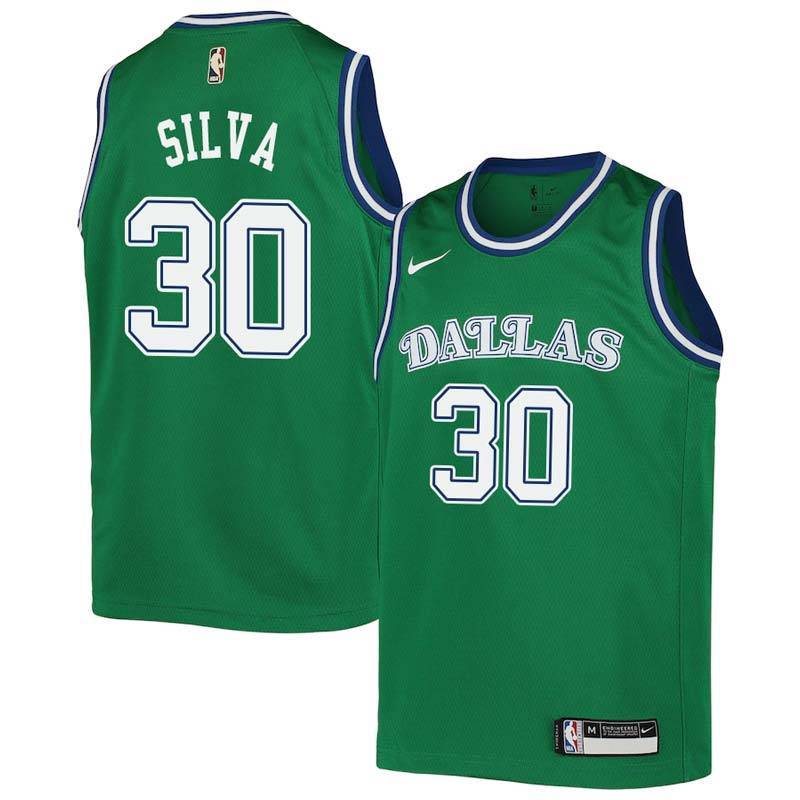 Green_Throwback Mavericks #30 Chris Silva Twill Basketball Jersey