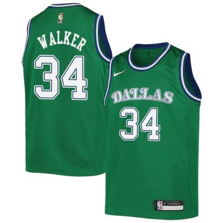 Green_Throwback Mavericks #34 Kemba Walker Twill Basketball Jersey