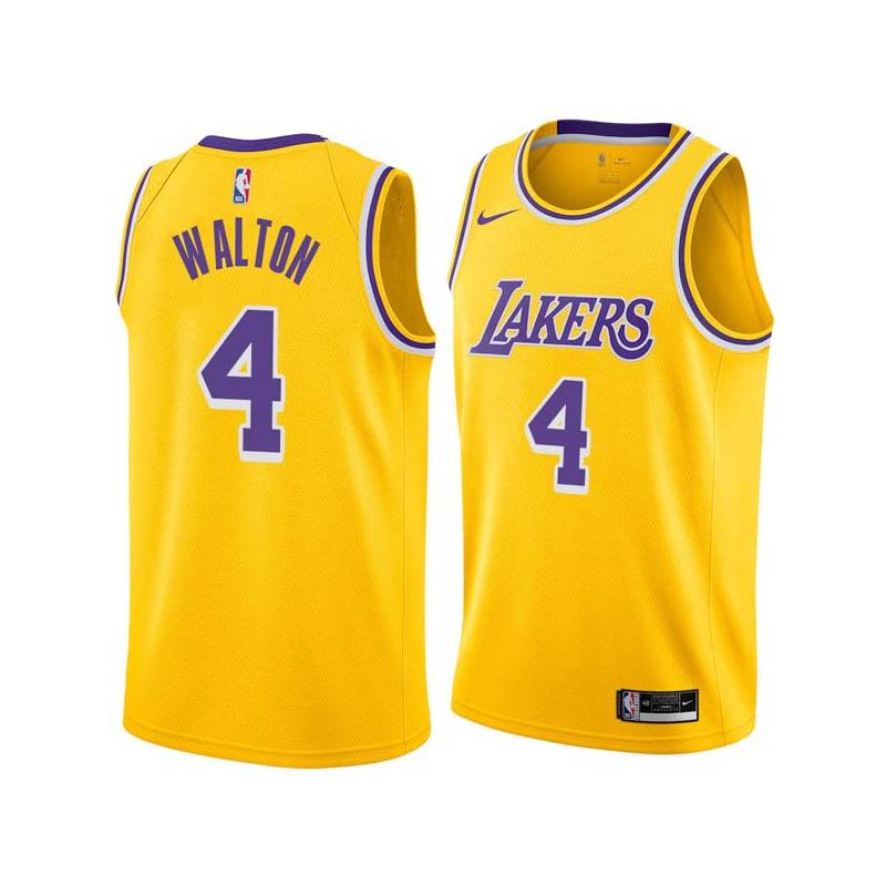 Gold Luke Walton Twill Basketball Jersey -Lakers #4 Walton Twill Jerseys, FREE SHIPPING