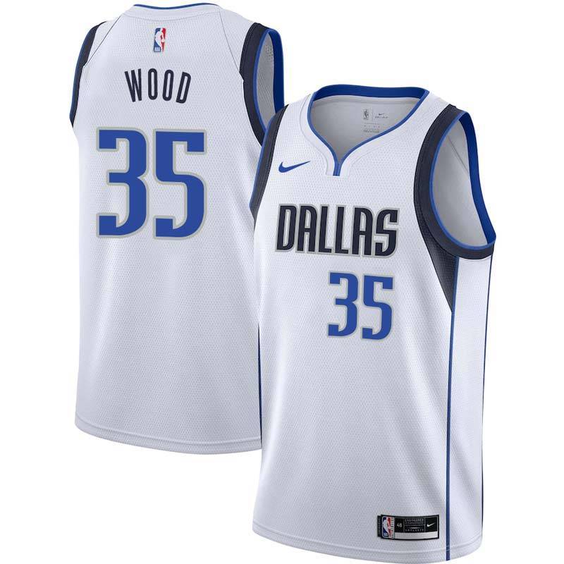 White Mavericks #35 Christian Wood Twill Basketball Jersey