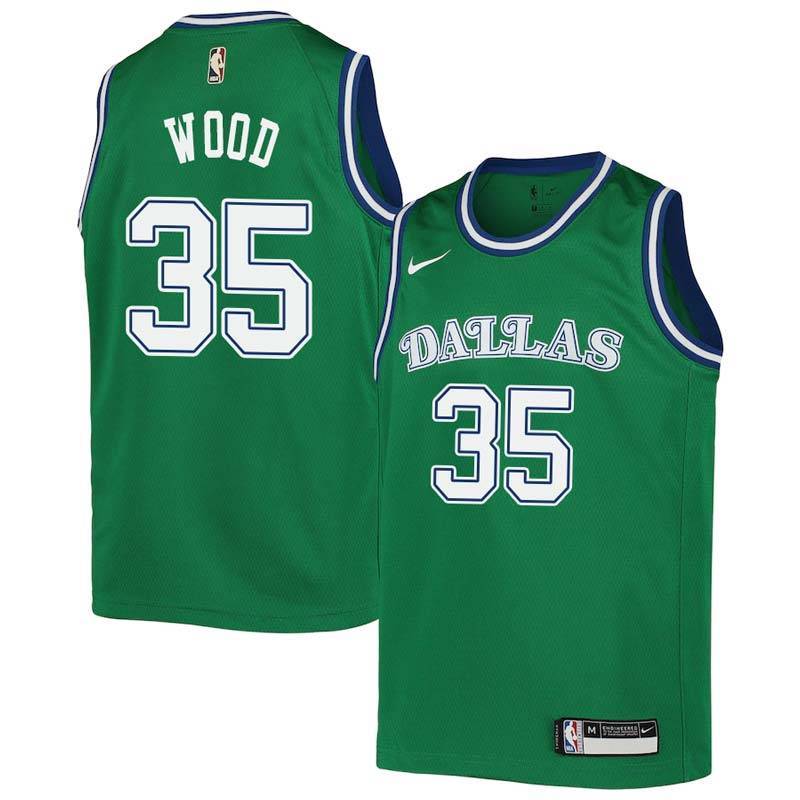 Green_Throwback Mavericks #35 Christian Wood Twill Basketball Jersey