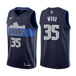 Navy2 Mavericks #35 Christian Wood Twill Basketball Jersey