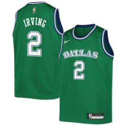 Green_Throwback Mavericks #2 Kyrie Irving Twill Basketball Jersey