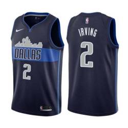 Navy2 Mavericks #2 Kyrie Irving Twill Basketball Jersey
