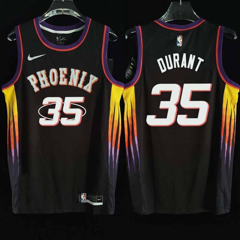 Black2 Suns #35 Kevin Durant Twill Basketball Jersey