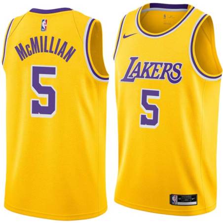 Gold Jim McMillian Twill Basketball Jersey -Lakers #5 McMillian Twill Jerseys, FREE SHIPPING