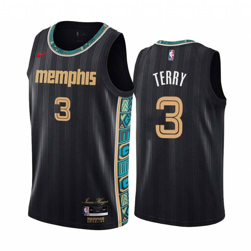 Black_City Grizzlies #3 Tyrell Terry Jersey